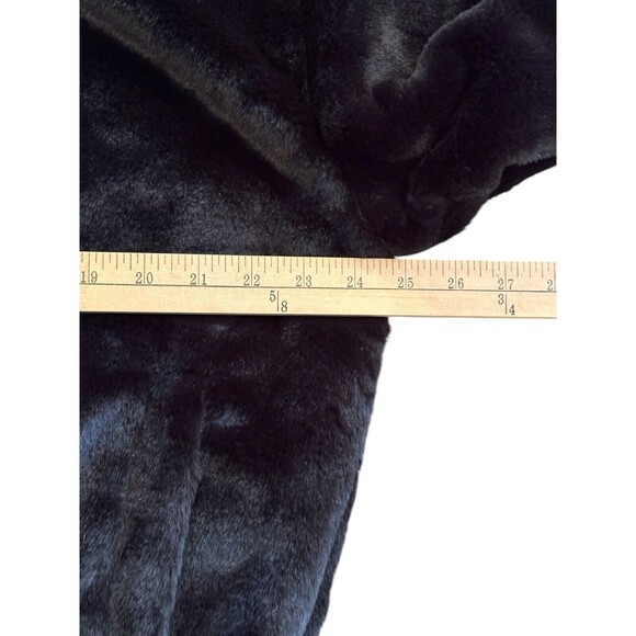 PrettyLittleThing Black Faux Fur Balloon Sleeve Hooded Jacket Women's Size 8 US - Picture 12 of 14